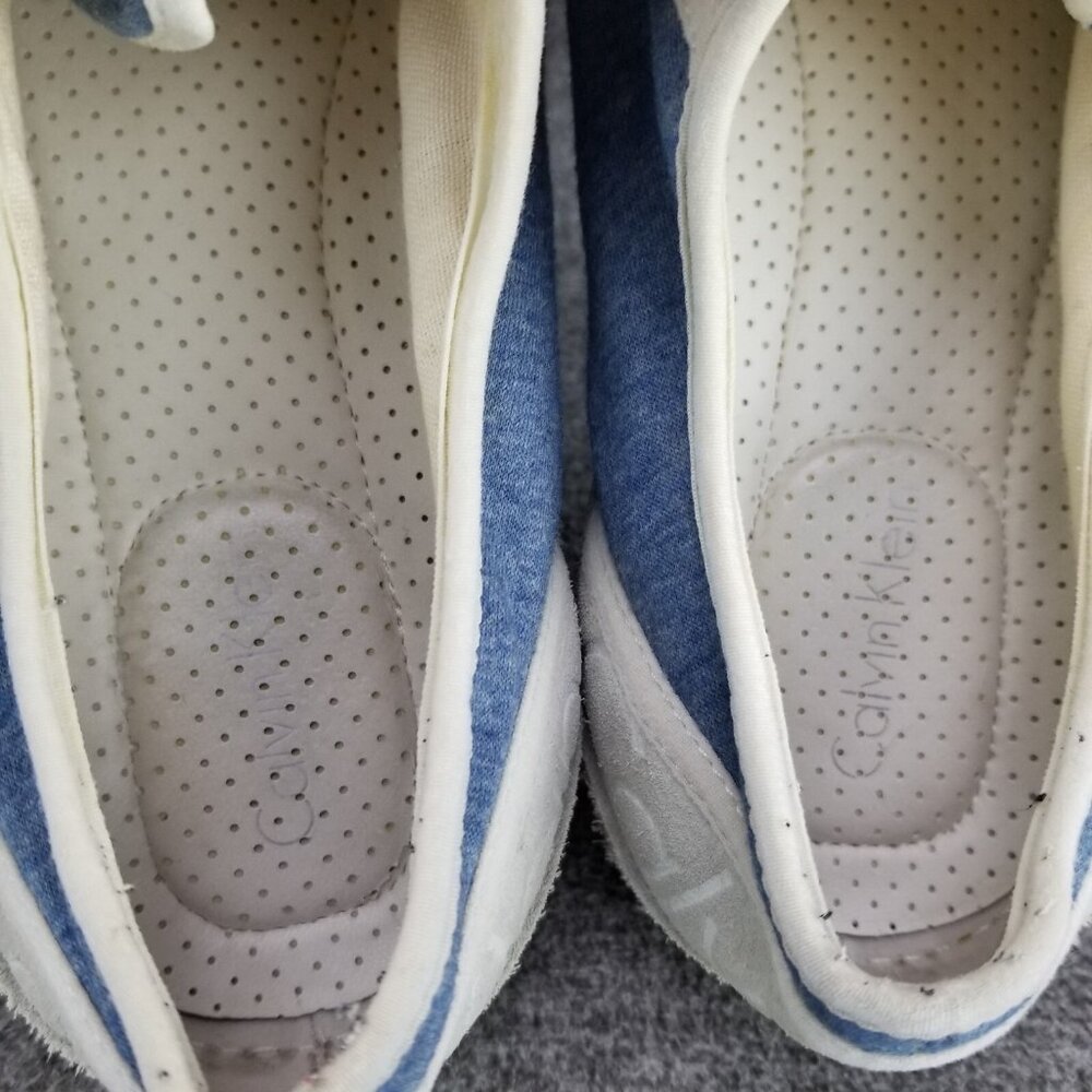 ✅Calvin Klein TRICKY Casual Leather/Fabric Blue/White Sneakers Men's 10M Skater - Picture 4 of 10